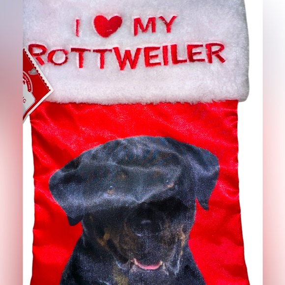 Rottweiler "I Love My Rottweiler" Christmas Holiday Stocking - Picture 2 of 6